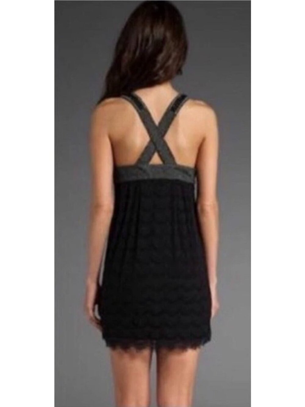 VTG NWT Free People Herringbone Lace Beaded Mini Dress | Indie Sleaze Boho Twee - Picture 7 of 16